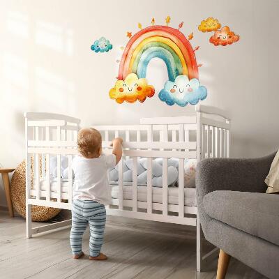 Wall sticker 80x95 Colorful clouds and rainbow watercolor sky