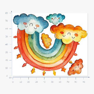 Wall sticker 80x95 Colorful clouds and rainbow watercolor sky
