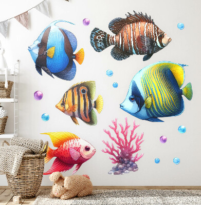 Wall sticker 80x122 The underwater world of colorful watercolor fish