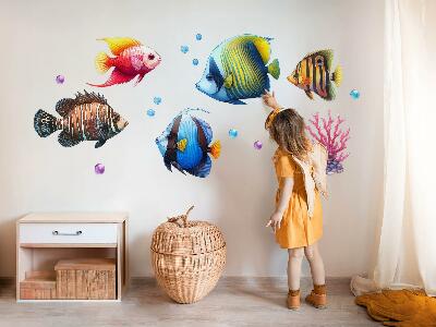 Wall sticker 80x122 The underwater world of colorful watercolor fish