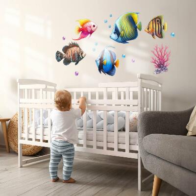 Wall sticker 80x122 The underwater world of colorful watercolor fish