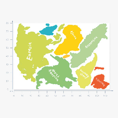 Wall sticker 80x116 Pastel continents map graphic illustration