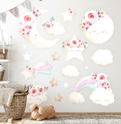 Wall sticker 80x111 Floral sky in watercolor boho style