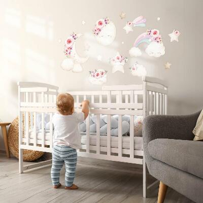 Wall sticker 80x111 Floral sky in watercolor boho style