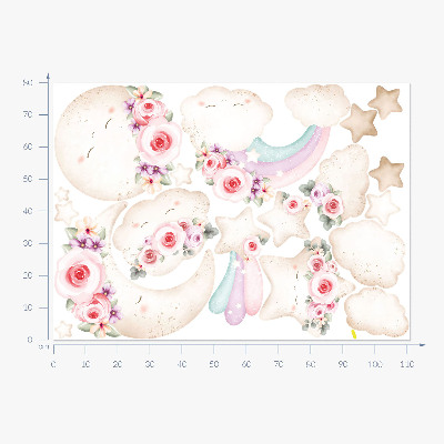 Wall sticker 80x111 Floral sky in watercolor boho style
