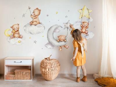 Wall sticker 80x142 Teddy bears in pastel watercolor sky