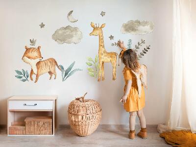 Wall sticker 80x132 Plants and safari in pastel shades