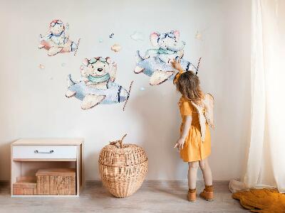 Wall sticker 80x123 Elephant teddy bear and boy in pastel planes