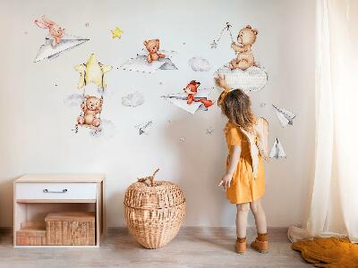 Wall sticker 80x113 Watercolor cute animals in pastels