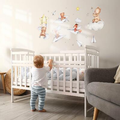 Wall sticker 80x113 Watercolor cute animals in pastels