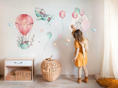 Wall sticker 80x94 Bunnies in a pastel sky in boho style
