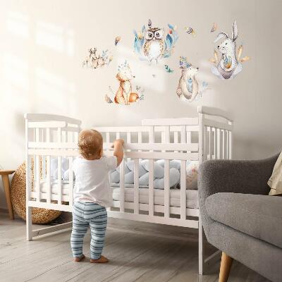Wall sticker 80x96 Forest animals in pastels in boho style