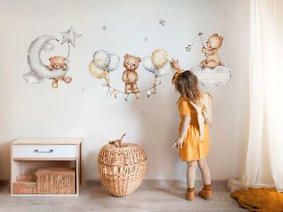 Wall sticker 80x117 Pastel teddy bears and balloons in a watercolor style