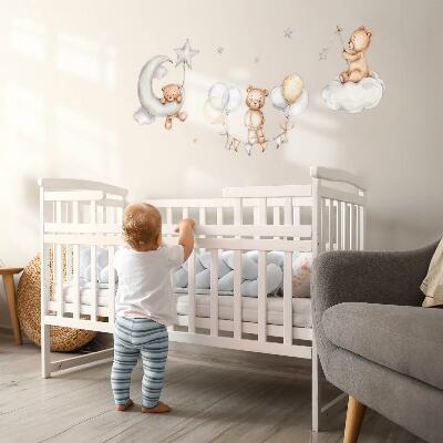 Wall sticker 80x117 Pastel teddy bears and balloons in a watercolor style