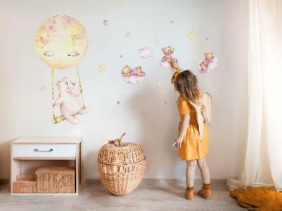 Wall sticker 80x113 Teddy bears in the sky in pastel watercolor