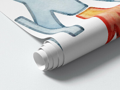 Wall sticker 80x143 Space planets with astronaut and watercolor rocket