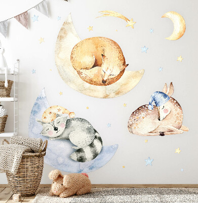 Wall sticker 80x115 Pastel forest animals in watercolor space