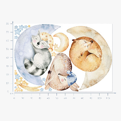 Wall sticker 80x115 Pastel forest animals in watercolor space