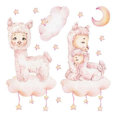 Wall sticker 80x144 Pastel sheep on clouds and stars
