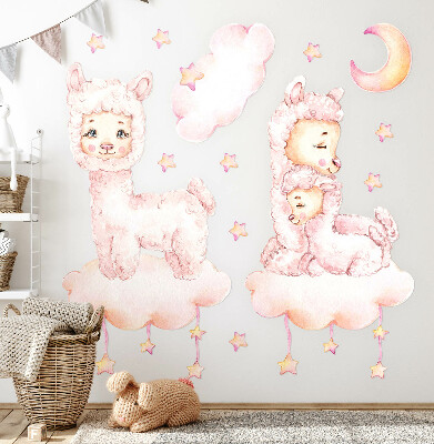 Wall sticker 80x144 Pastel sheep on clouds and stars