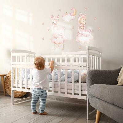 Wall sticker 80x144 Pastel sheep on clouds and stars