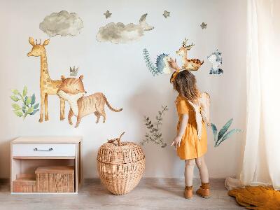 Wall sticker 80x134 Animals and plants in a delicate pastel watercolor style