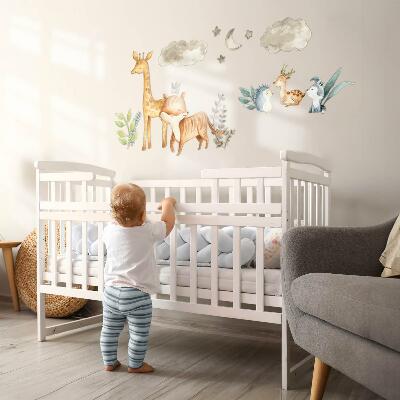 Wall sticker 80x134 Animals and plants in a delicate pastel watercolor style