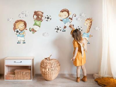Wall sticker 80x116 Sports animals with ball in watercolor style
