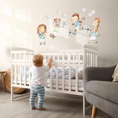 Wall sticker 80x116 Sports animals with ball in watercolor style