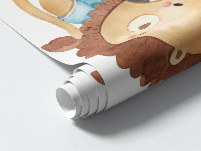 Wall sticker 80x116 Sports animals with ball in watercolor style