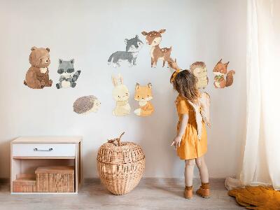 Wall sticker 80x139 Pastel forest creatures in a watercolor style