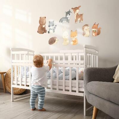 Wall sticker 80x139 Pastel forest creatures in a watercolor style