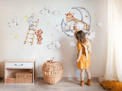 Wall sticker 80x109 Pastel animals in the clouds and stars
