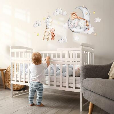 Wall sticker 80x109 Pastel animals in the clouds and stars