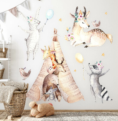 Wall sticker 80x130 Pastel forest animals in a watercolor style