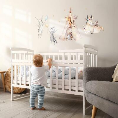 Wall sticker 80x130 Pastel forest animals in a watercolor style