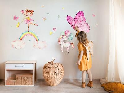 Wall sticker 80x105 Pastel unicorn with balloons on a rainbow