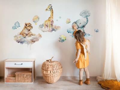 Wall sticker 80x127 Safari with painted wild animals in the clouds