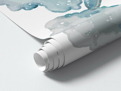 Wall sticker 80x127 Safari with painted wild animals in the clouds