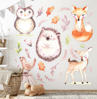 Wall sticker 80x95 Forest creatures in pastel watercolor