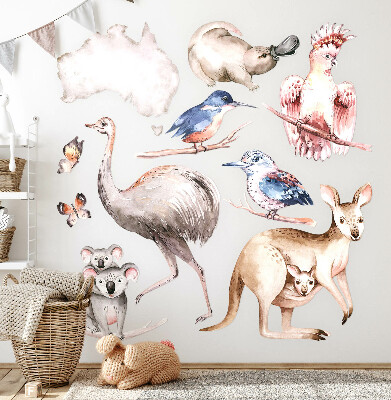 Wall sticker 80x101 Australian fauna in delicate pastels