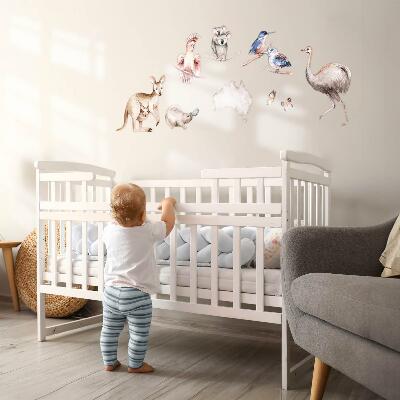 Wall sticker 80x101 Australian fauna in delicate pastels