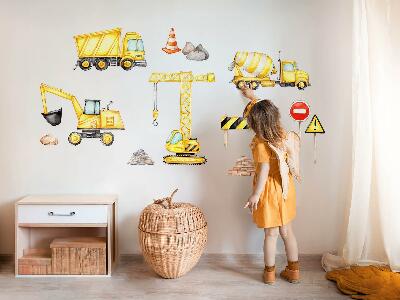 Wall sticker 80x108 Construction - machines and vehicles in watercolor