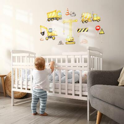 Wall sticker 80x108 Construction - machines and vehicles in watercolor