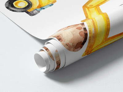 Wall sticker 80x108 Construction - machines and vehicles in watercolor