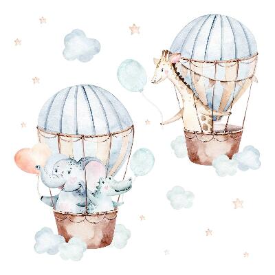 Wall sticker 80x117 Pastel watercolor balloons with pendants