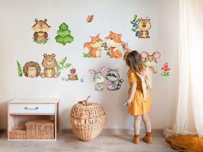 Wall sticker 80x86 Forest animals and plants in a watercolor style