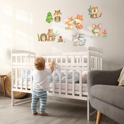 Wall sticker 80x86 Forest animals and plants in a watercolor style