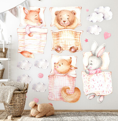 Wall sticker 80x108 Adorable animals in pastel watercolor style