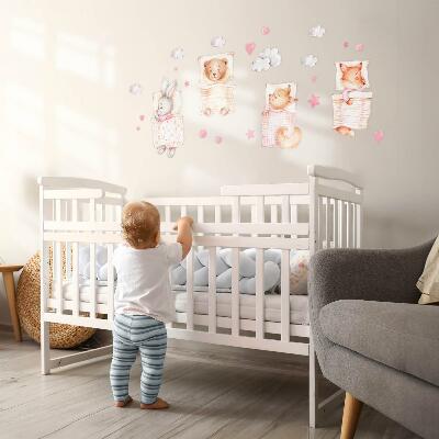 Wall sticker 80x108 Adorable animals in pastel watercolor style